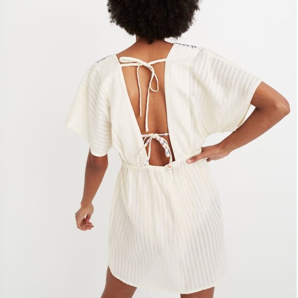 Madewell Embroidered Tie Back Cover-Up Dress - Picture 3 of 11